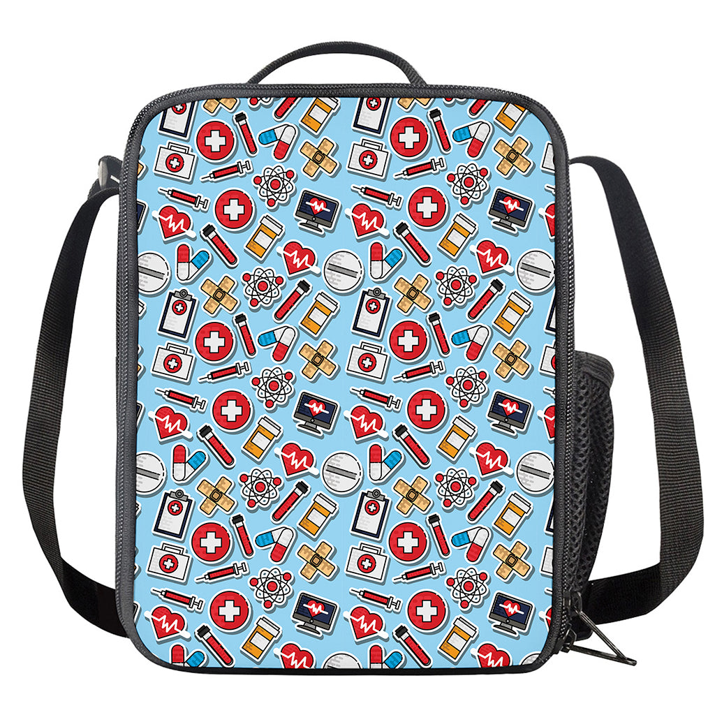 Colorful Medical Pattern Print Crossbody Lunch Bag
