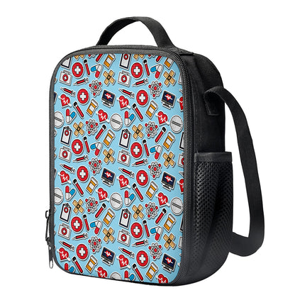 Colorful Medical Pattern Print Crossbody Lunch Bag