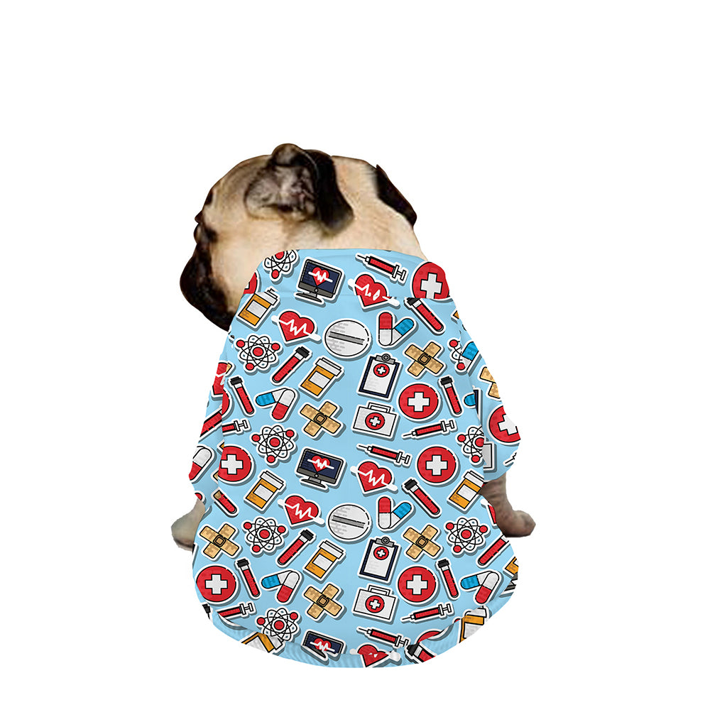 Colorful Medical Pattern Print Dog Zip Up Jacket