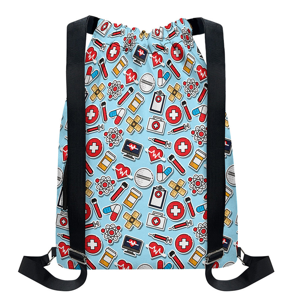Colorful Medical Pattern Print Drawstring Backpack