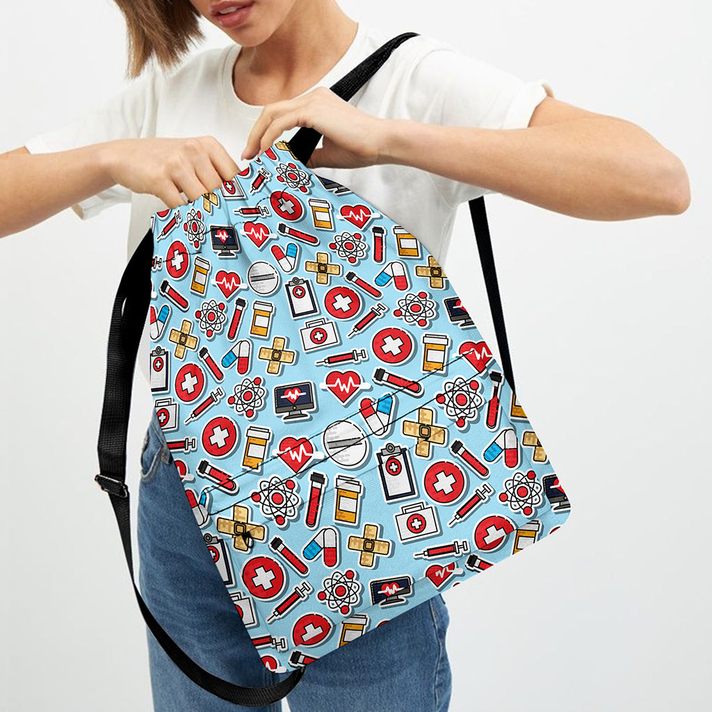 Colorful Medical Pattern Print Drawstring Backpack