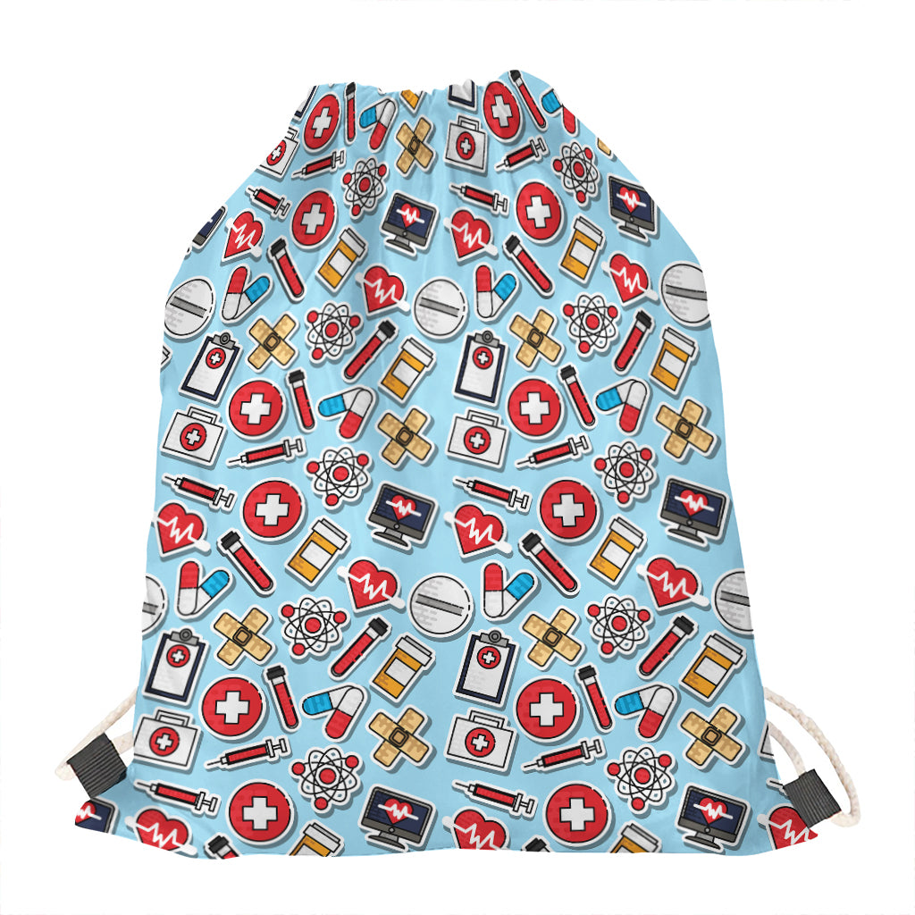 Colorful Medical Pattern Print Drawstring Bag