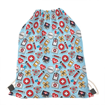 Colorful Medical Pattern Print Drawstring Bag
