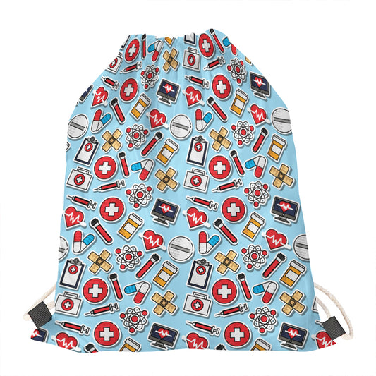 Colorful Medical Pattern Print Drawstring Bag
