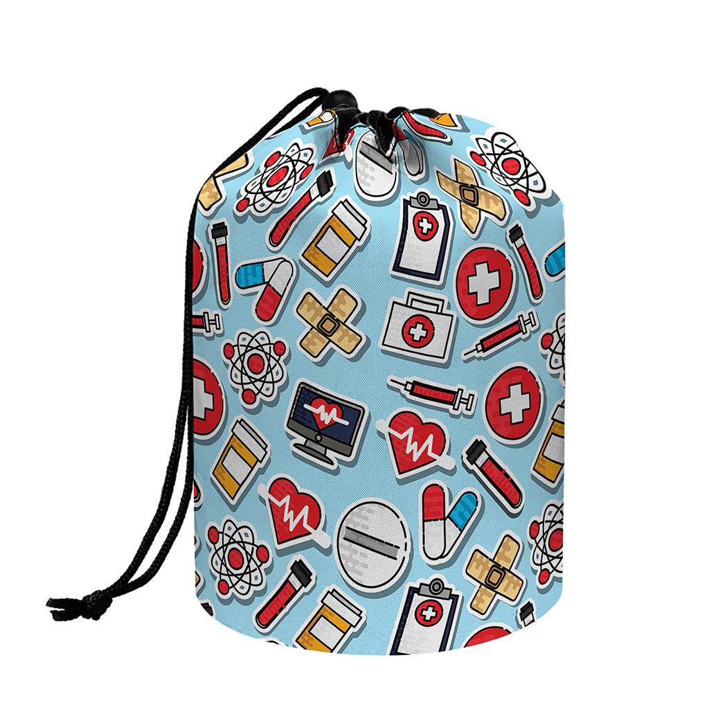 Colorful Medical Pattern Print Drawstring Makeup Bag