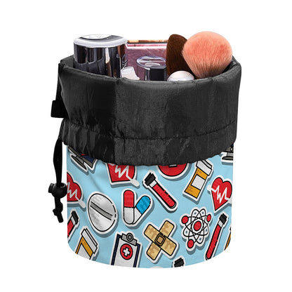Colorful Medical Pattern Print Drawstring Makeup Bag