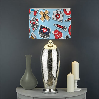 Colorful Medical Pattern Print Drum Lamp Shade