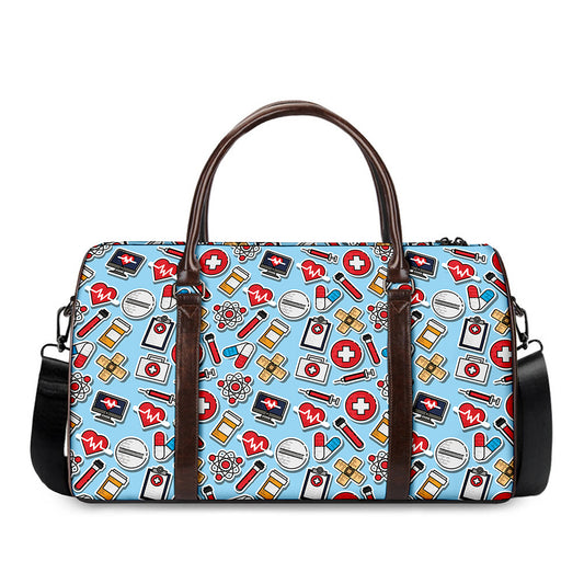 Colorful Medical Pattern Print Duffle Bag