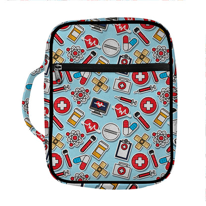 Colorful Medical Pattern Print Front Pocket Bible Bag