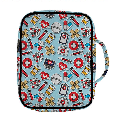 Colorful Medical Pattern Print Front Pocket Bible Bag