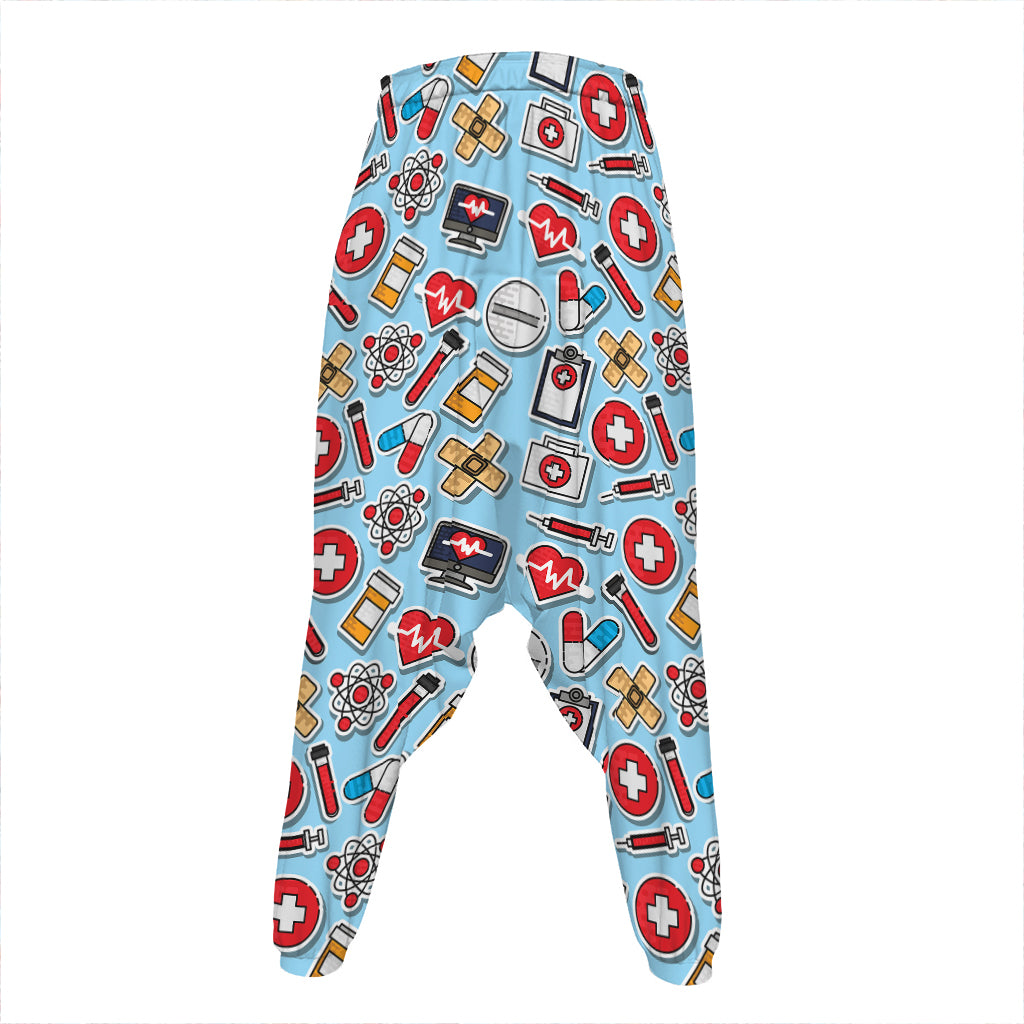 Colorful Medical Pattern Print Hammer Pants