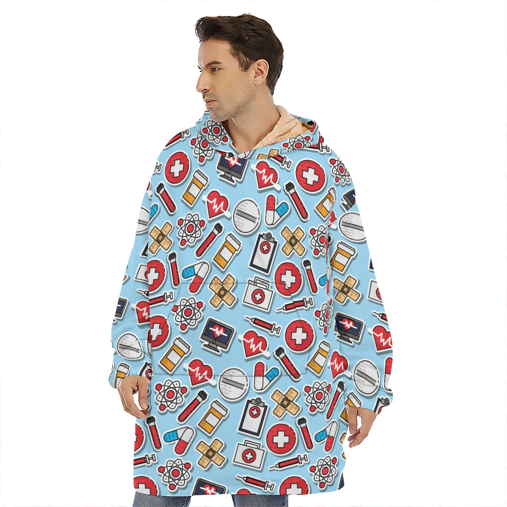 Colorful Medical Pattern Print Hoodie Blanket