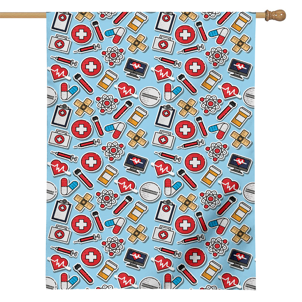 Colorful Medical Pattern Print House Flag