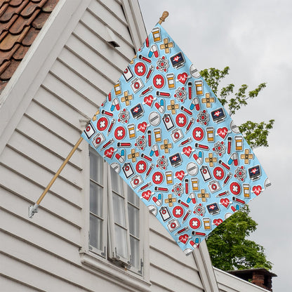 Colorful Medical Pattern Print House Flag