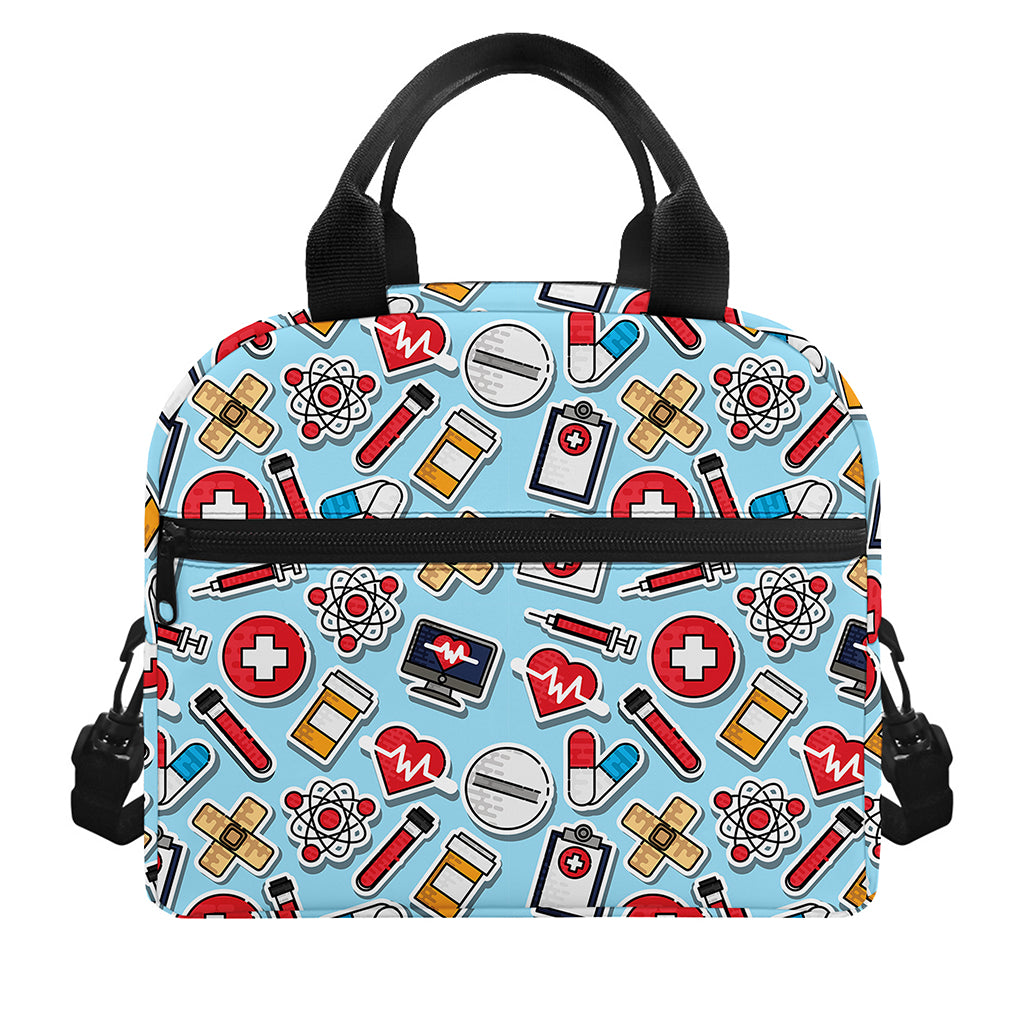 Colorful Medical Pattern Print Insulated Lunch Bag