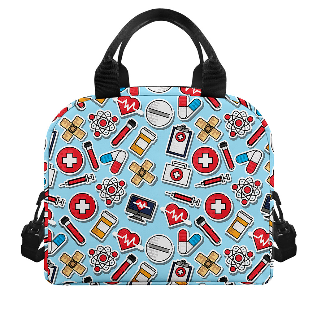 Colorful Medical Pattern Print Insulated Lunch Bag