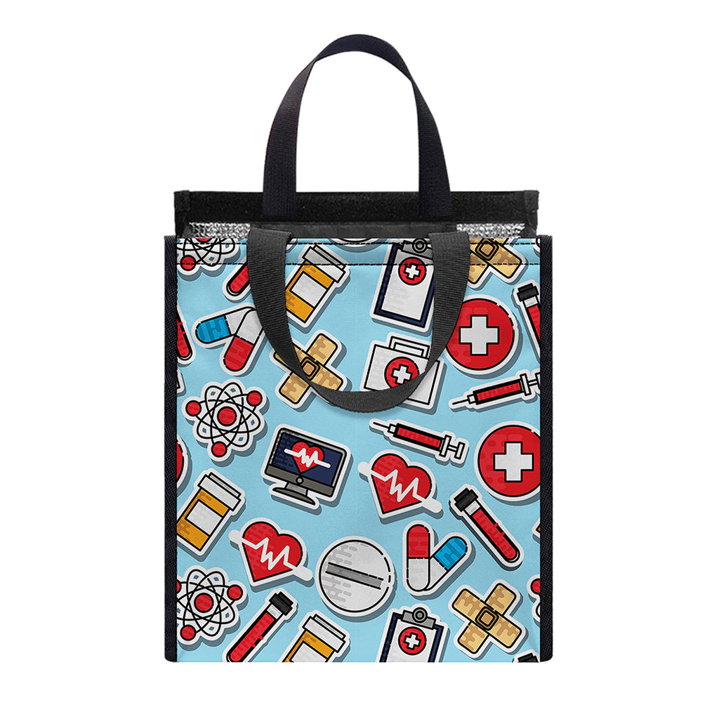 Colorful Medical Pattern Print Insulated Lunch Tote