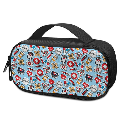 Colorful Medical Pattern Print Insulin Cooler Travel Case