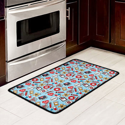 Colorful Medical Pattern Print Kitchen Mat
