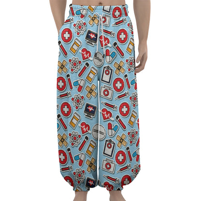 Colorful Medical Pattern Print Lantern Pants
