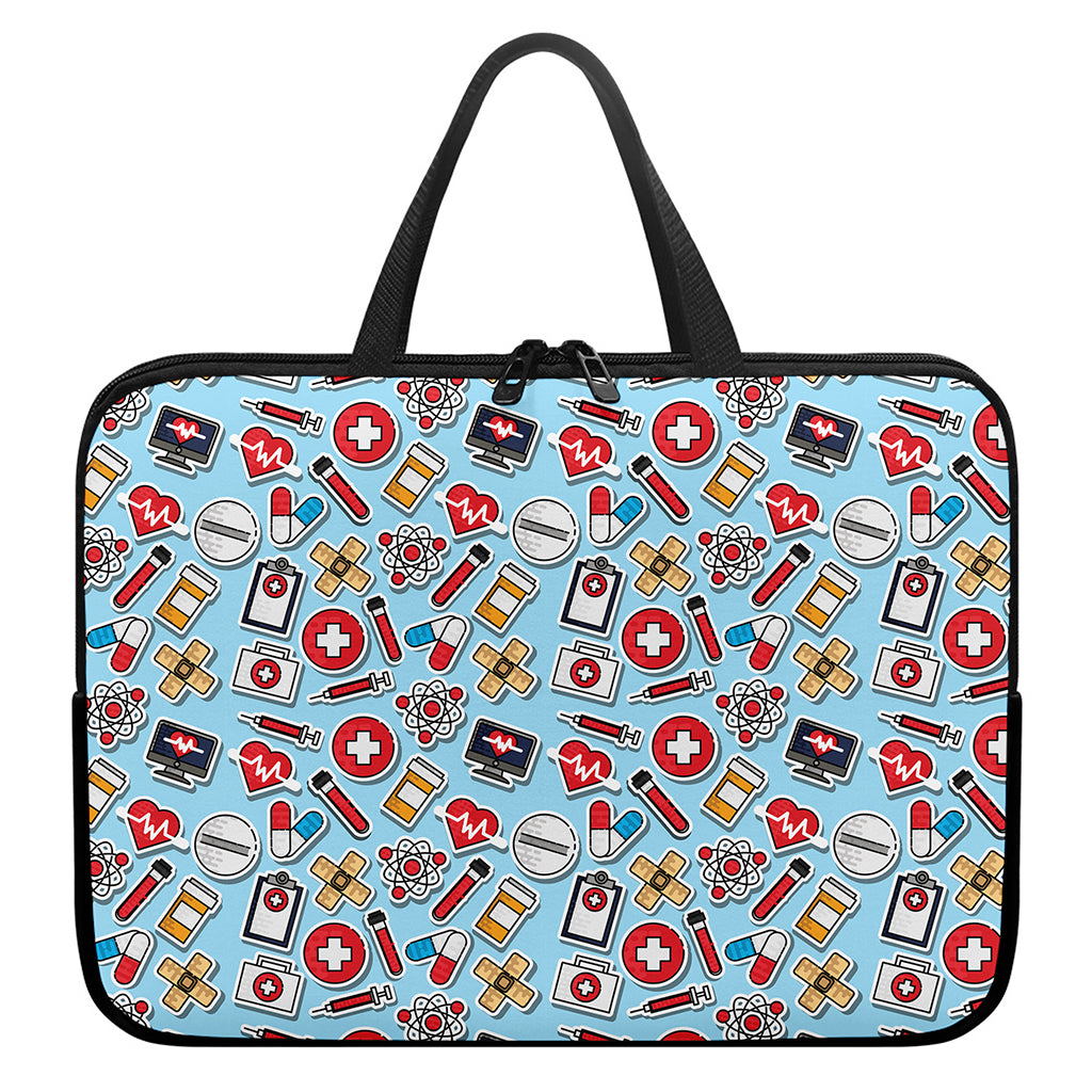 Colorful Medical Pattern Print Laptop Sleeve With Handle