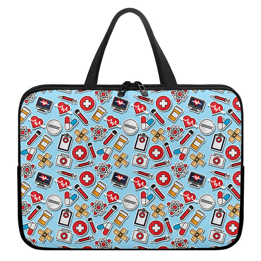 Colorful Medical Pattern Print Laptop Sleeve With Handle
