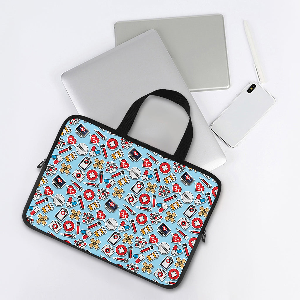 Colorful Medical Pattern Print Laptop Sleeve With Handle