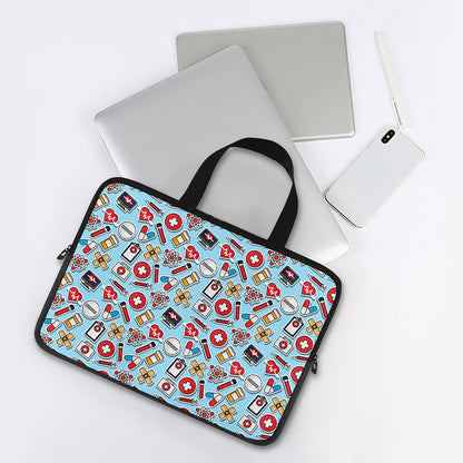 Colorful Medical Pattern Print Laptop Sleeve With Handle