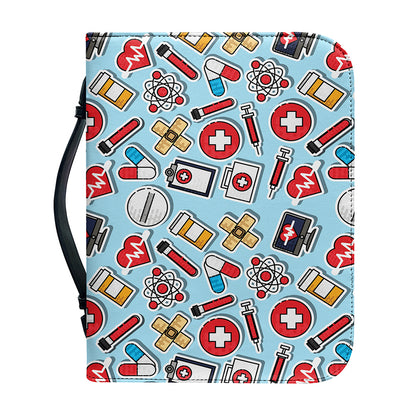 Colorful Medical Pattern Print Leather Bible Cover