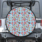 Colorful Medical Pattern Print Leather Spare Tire Cover