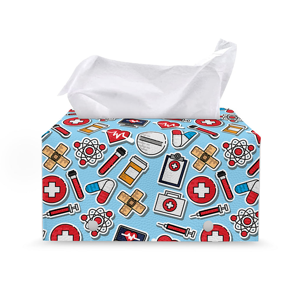 Colorful Medical Pattern Print Leather Tissue Box Cover