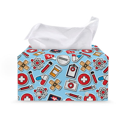 Colorful Medical Pattern Print Leather Tissue Box Cover