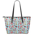 Colorful Medical Pattern Print Leather Tote Bag With Zipper
