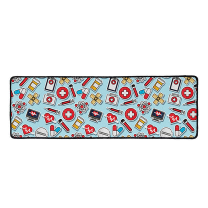 Colorful Medical Pattern Print Long Kitchen Mat