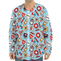 Colorful Medical Pattern Print Long Sleeve Baseball Jersey