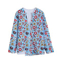 Colorful Medical Pattern Print Long Sleeve Short Coat