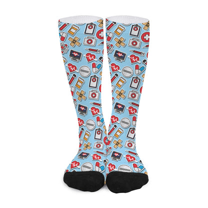 Colorful Medical Pattern Print Long Socks