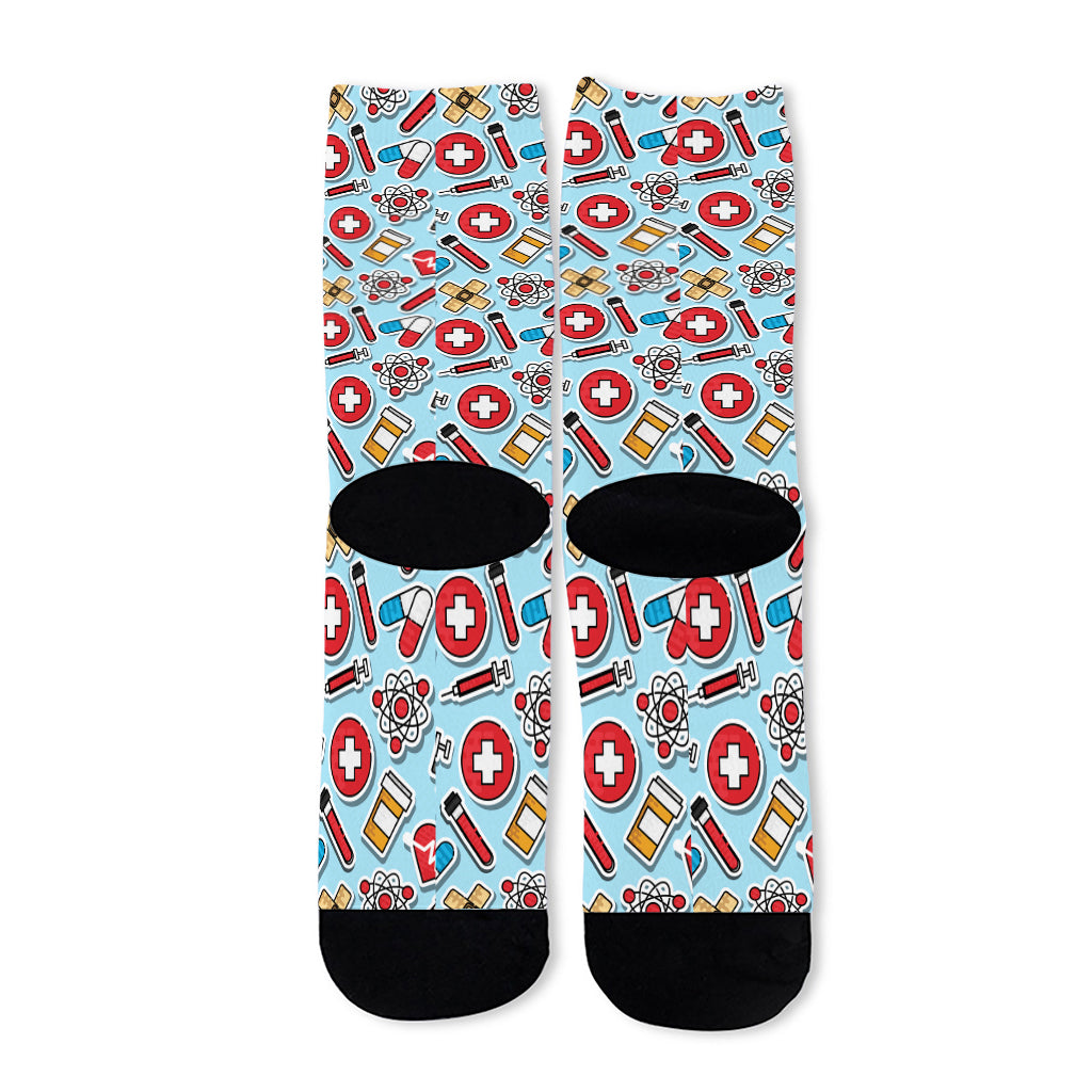 Colorful Medical Pattern Print Long Socks