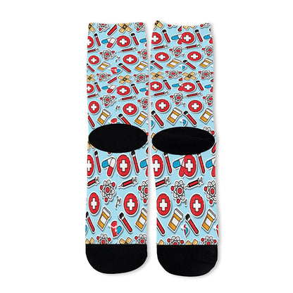 Colorful Medical Pattern Print Long Socks