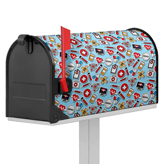 Colorful Medical Pattern Print Mailbox Cover
