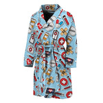 Colorful Medical Pattern Print Men's Bathrobe