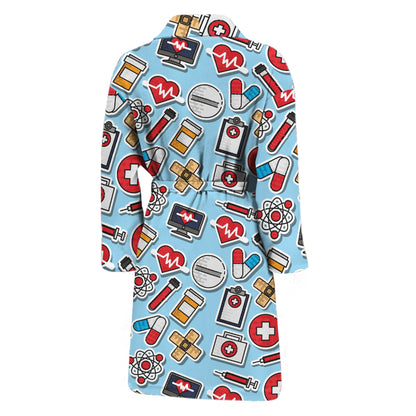 Colorful Medical Pattern Print Men's Bathrobe