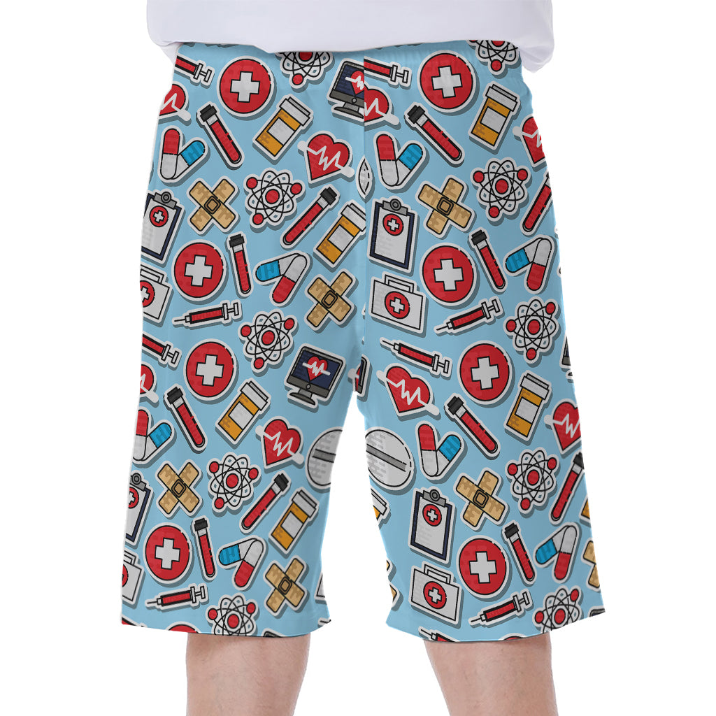 Colorful Medical Pattern Print Men's Beach Shorts