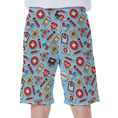 Colorful Medical Pattern Print Men's Beach Shorts
