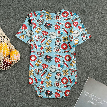 Colorful Medical Pattern Print Men's Bodysuit