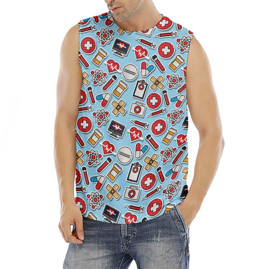 Colorful Medical Pattern Print Men's Fitness Tank Top