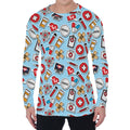 Colorful Medical Pattern Print Men's Long Sleeve T-Shirt