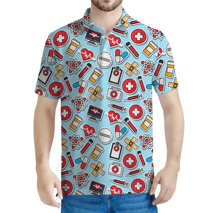 Colorful Medical Pattern Print Men's Polo Shirt
