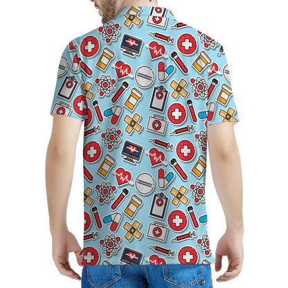 Colorful Medical Pattern Print Men's Polo Shirt