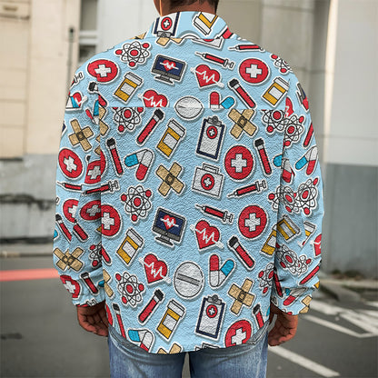 Colorful Medical Pattern Print Men's Shirt Jacket